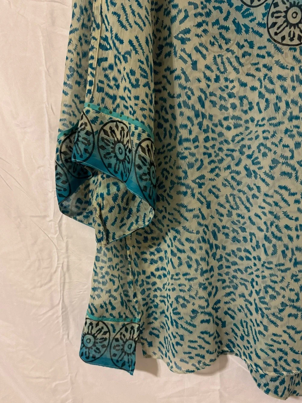 Turquoise Hand Beaded Women's Swim Coverup Size 2X - Picture 4 of 9